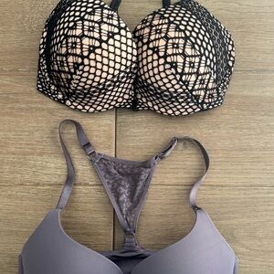 Victoria’s Secret 32DD front closure bras Elegant Black and Gray Women's Bra Set